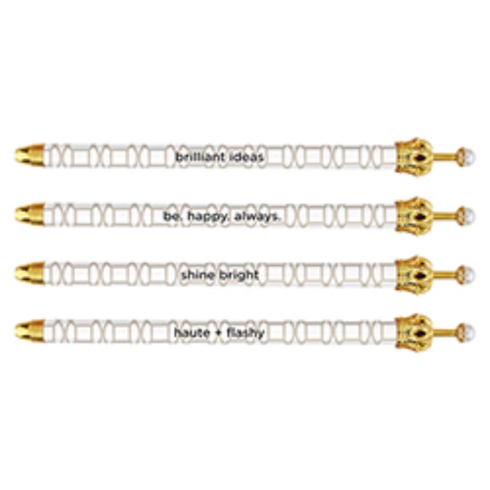 6 NWT Santa Barbara Design Studio White and Gray Pattern Pearl Crown Pens